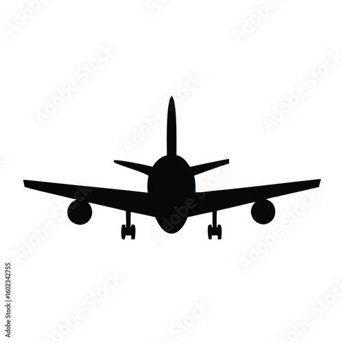 Commercial Airplane Flying in the Sky Minimalist Silhouette Design