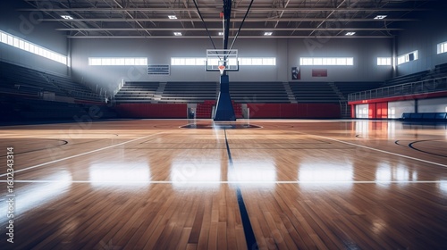 A photo of an open gym floor with no people in sight.