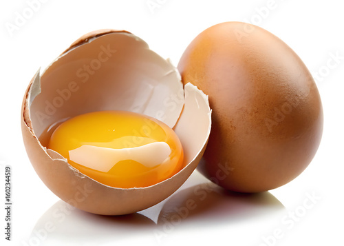     broken egg shell isolated on white background PNG, AI GENERATED
