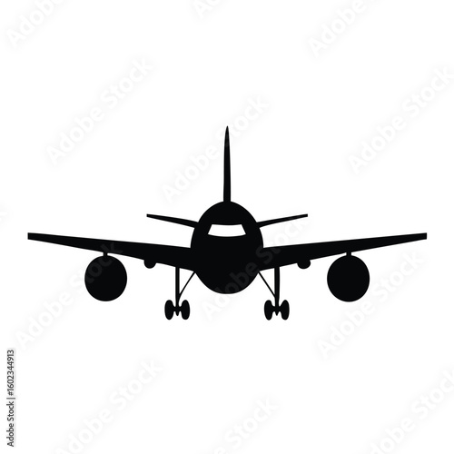 Simple Airplane Flying in the Sky Vector Illustration with a Silhouette Style