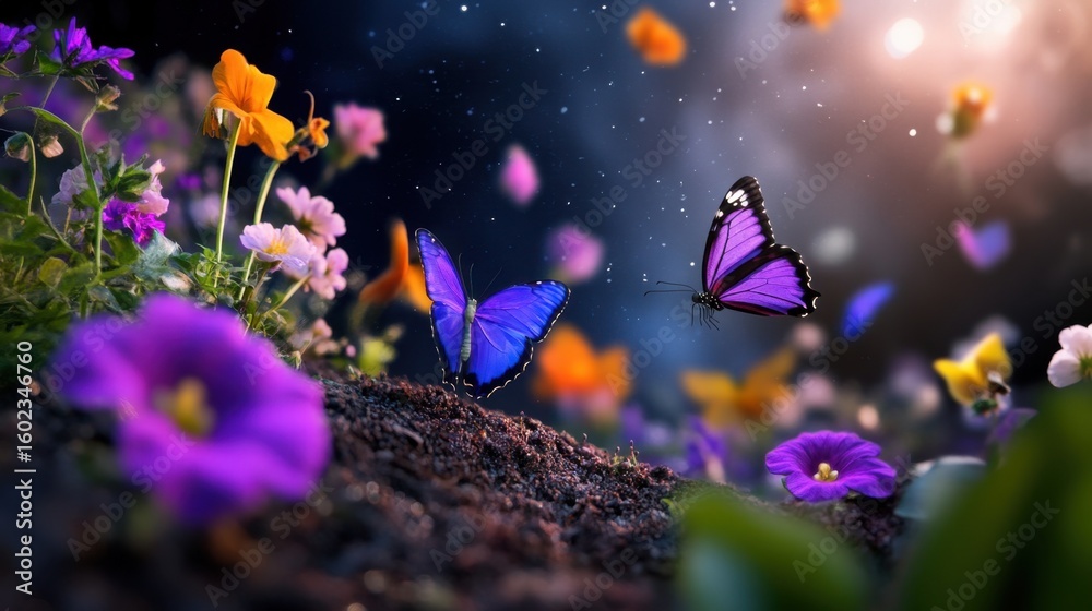 custom made wallpaper toronto digitalEarth enveloped by purple butterflies and colorful flowers in full bloom