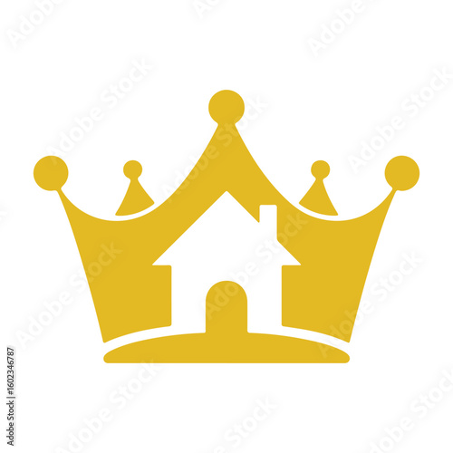 Golden crown house symbol emblem vector