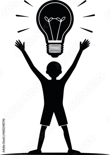 Silhouette of a person holding up a light. Got idea 