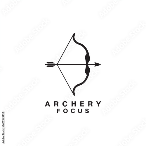 Simple black and white archery logo with bow and arrow
