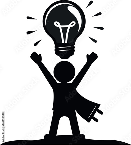 Silhouette of a person holding up a light. Got idea 
