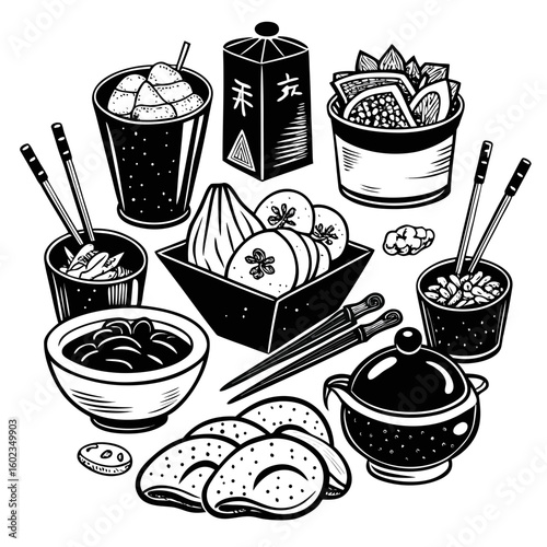 Here is a descriptive sentence for the image:

A vibrant vector set of fast food icons illustrates popular breakfast, lunch, and dinner items including pizza, hamburgers, sandwiches, and 
