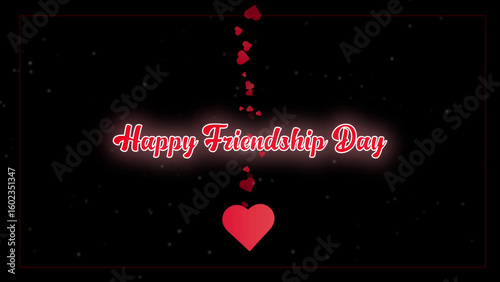 Happy Friendship Day Text Animation with Heart Particles