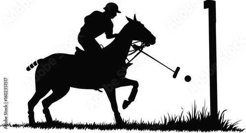 Man playing polo silhouette vector - Horse sports illustration.