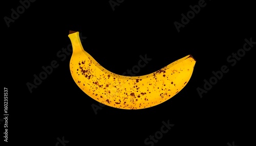 Single banana with brown spots