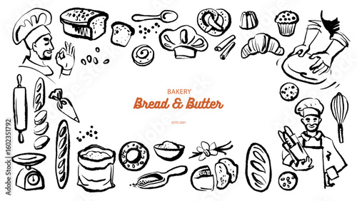 Hand drawn bakery retro poster. Vintage sketch vector illustration