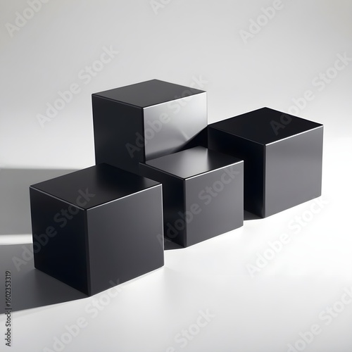 Linear formation of black geometric elements demonstrating systematic arrangement and design methodology perfect for architectural presentations and modern interior design visualization projects