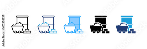 Raw Material icon set multiple style collection