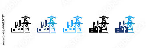 Power Plants icon set multiple style collection