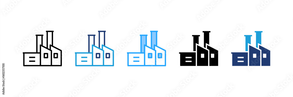 Naklejka premium Factory icon set multiple style collection