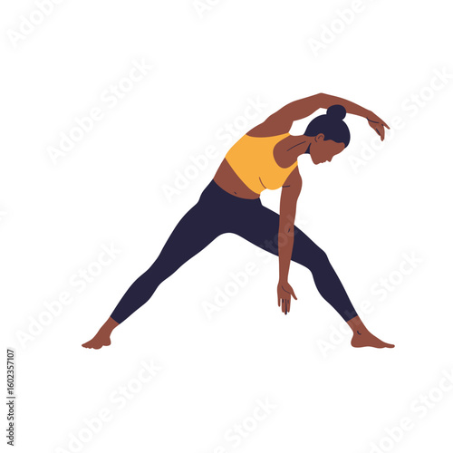 Black woman stretching in activewear during fitness exercise  
