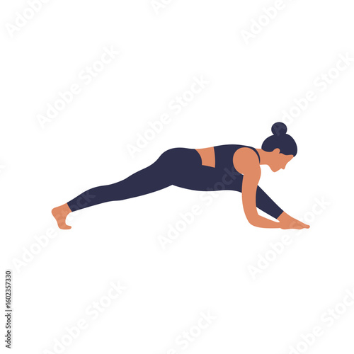 Woman practicing yoga in athletic wear performing a stretch  