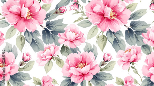 Flower watercolor seamless pattern with field and garden flowers. Wildflower watercolor background.
