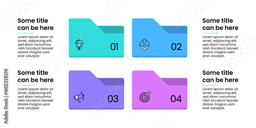 Infographic template. 4 folders with icons and text