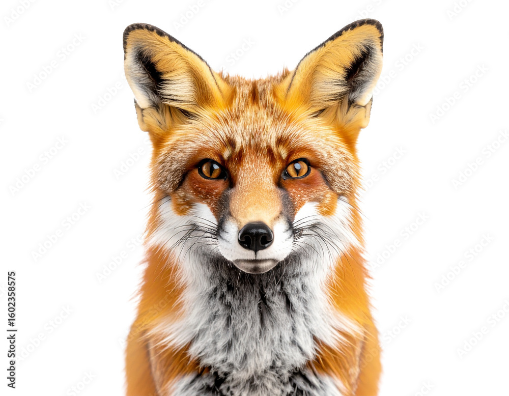 Fototapeta premium Red Fox Facing Forward on a White Background