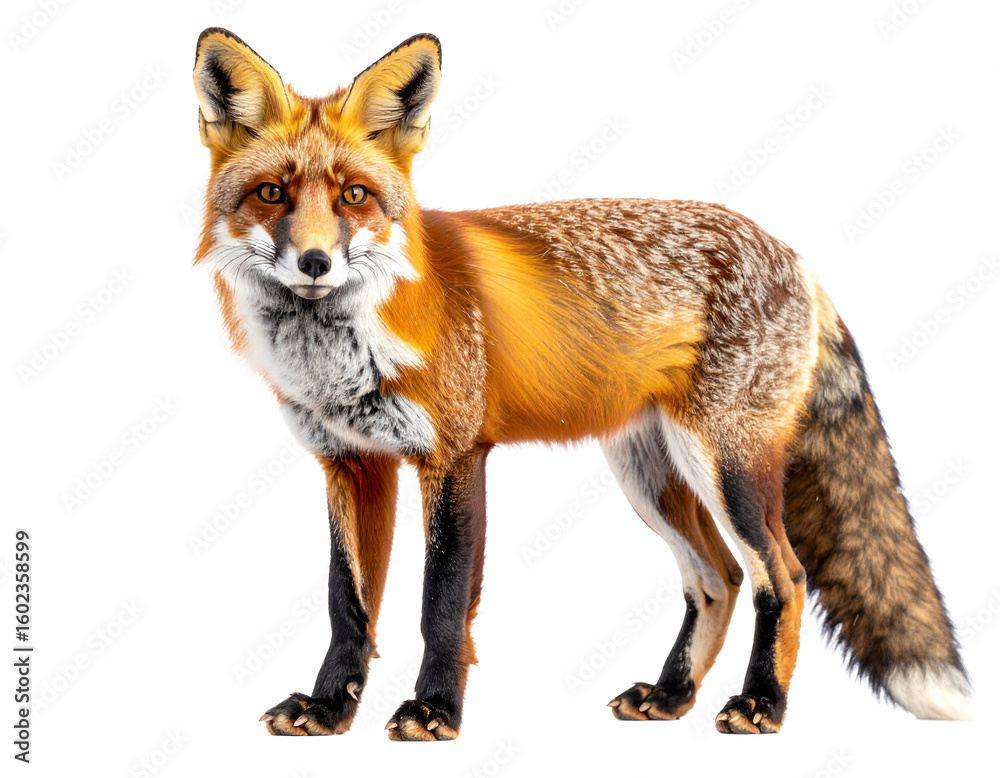 Fototapeta premium Fox Isolated on White Background Looking Forward