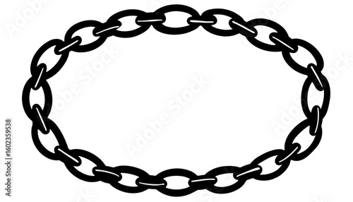 Horseshoe chain silhouette in oval frame – Equine symbol for 2026 celebration