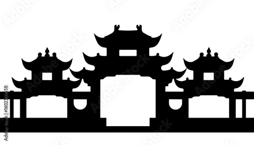 Silhouette of pagoda rooftops – Chinese New Year architectural design, cultural heritage
