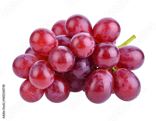 Fresh Isolated Bunch of Red Grapes on White Background