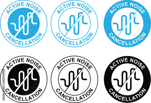 Active Noise Cancellation Icon – Vector Label for Headphones and Audio Devices