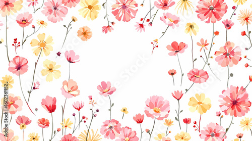 Pink Delicate Floral Print Seamless Pattern in Pastel Colors