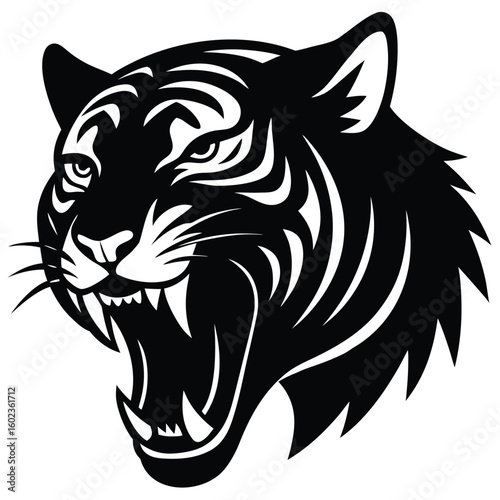 Vector illustration of a tiger had tiger, tattoo, animal, vector, head, cat, wolf, wild, illustration, tribal, black, mammal, dog, wildlife, lion, 