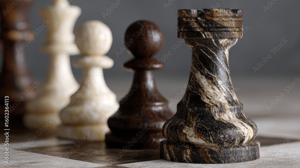 Fototapeta premium luxurious chess set still life captures completed game with dramatic lighting, rich textures, and conceptually designed for a magazine spread on strategy and intellect
