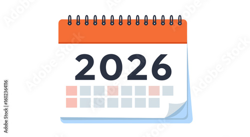 Calendar for the year 2026 with spiral binding and colorful design  