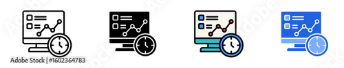 Real Time Data Monitoring  Icon Set Multiple Style Collection