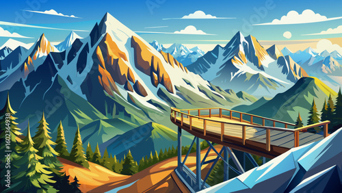 very Beautiful Mountain panorama from a platform on the "Schlick Mountains with Kalkkogel on the Kreuzjoch near Fulpmes"
