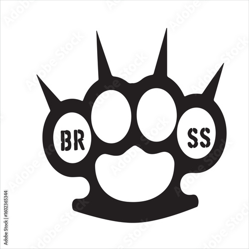 Spiked brass knuckles with br ss engraving