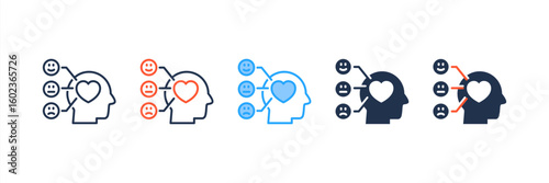 Emotional Intelligence icon set multiple style collection