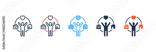 Work Life Balance icon set multiple style collection