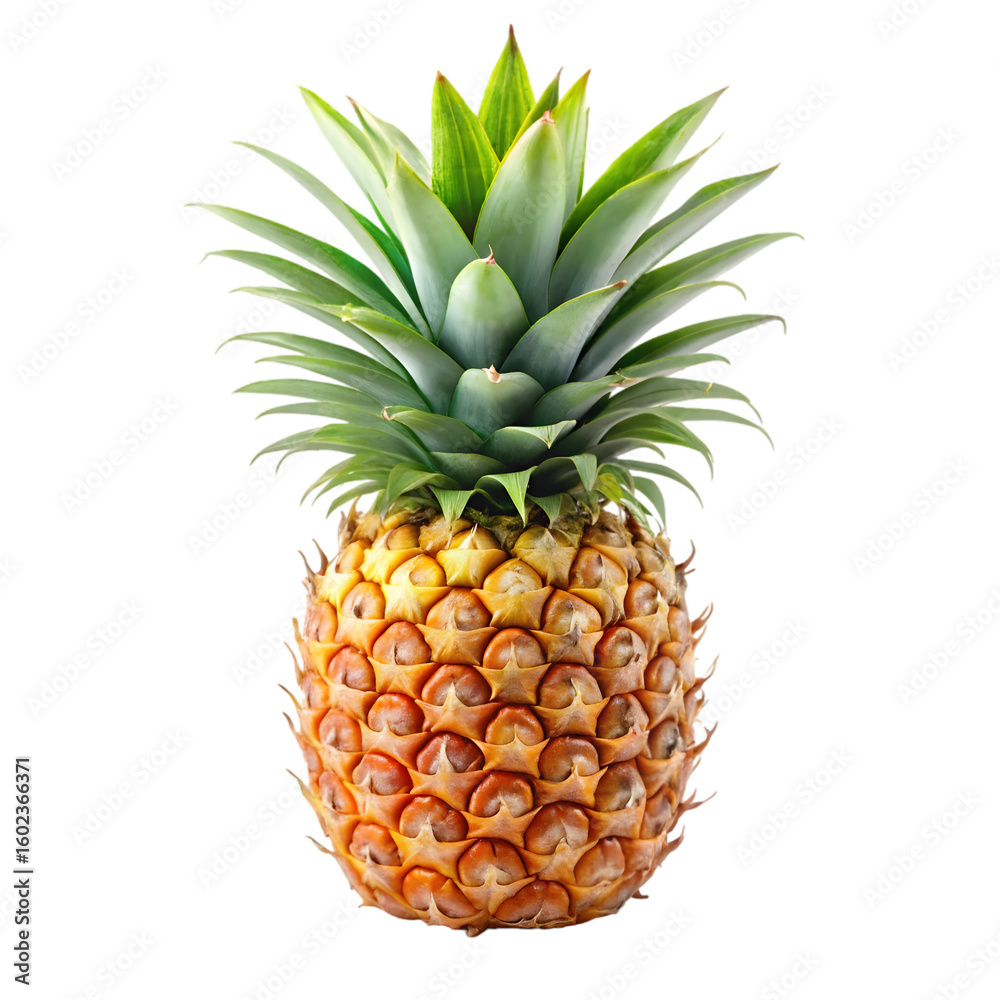 Fototapeta premium Pineapple isolated on transparent background full depth of field tropical fruit