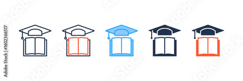 Learning icon set multiple style collection