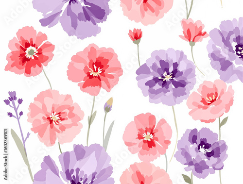 Cute feminine watercolor seamless pattern with wildflowers.hand drawn