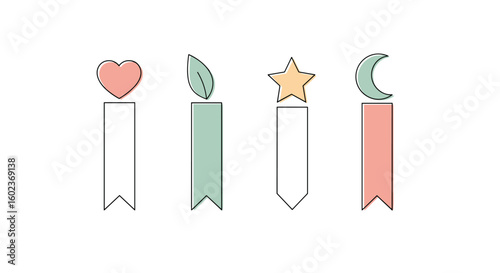 Charming collection of decorative bookmarks featuring whimsical shapes for everyday reading enjoyment