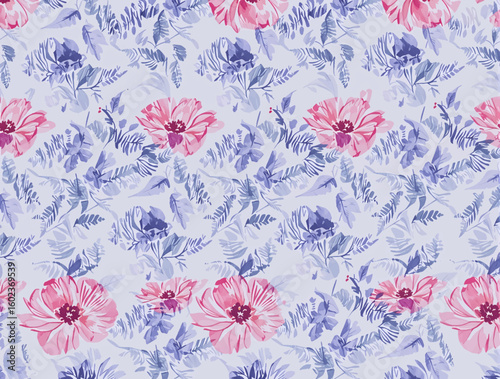 Seamless pattern. Spring delicate orchid flowers. Digital printing