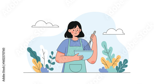 Person engaged in organic gardening with tools and plants for sustainable cultivation and lifestyle choices