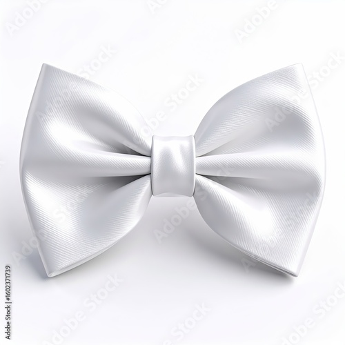 Formal White Bow Tie Isolated on White Background
