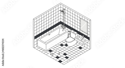 Bathroom layout plan isometric view interior design