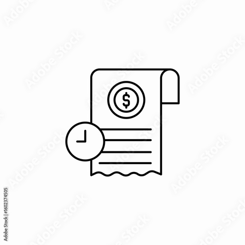 bill payment receipt time icon sign vector