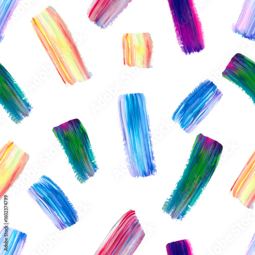 Seamless pattern with colorful artistic brush strokes. Bright, dynamic design perfect for modern backgrounds, textiles, prints