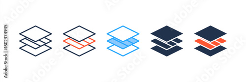 Layers icon set multiple style collection