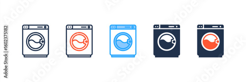 Washing Machine icon set multiple style collection