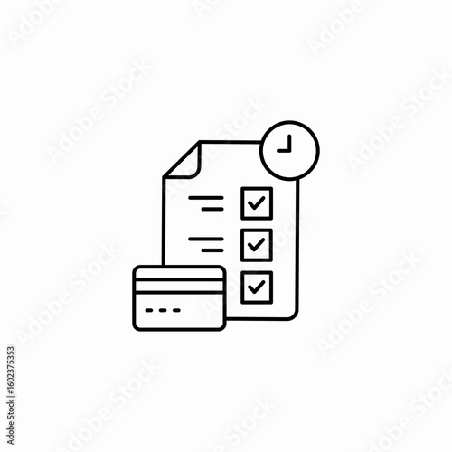 checklist credit card time icon sign vector